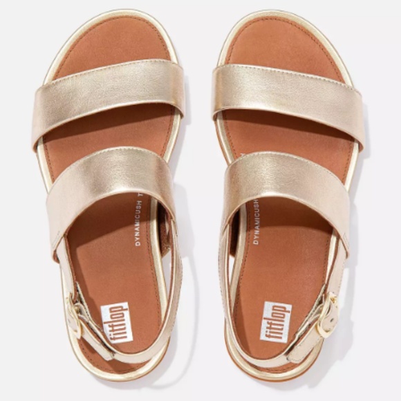 FIt Flop Gracie Metallic Leather Back-Strap Sandals, Platino, Size 9 - Picture 3 of 7